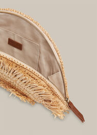Santino Fringe Straw Clutch Neutral