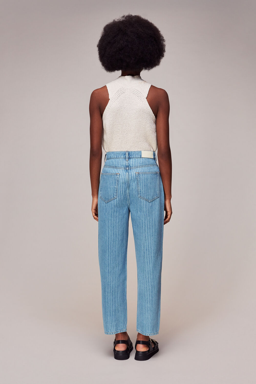 Stripe Barrel Leg Jean