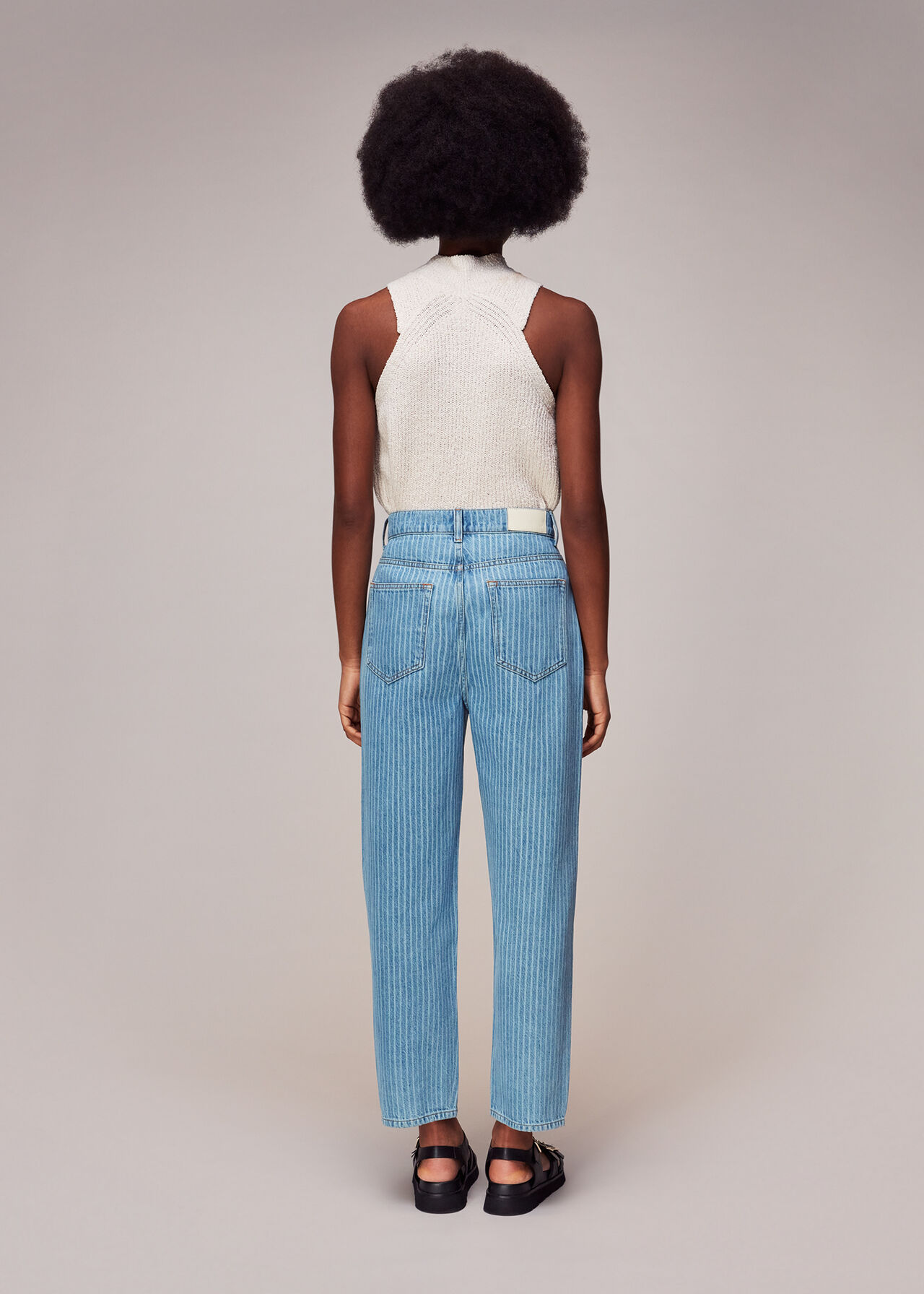Stripe Barrel Leg Jean
