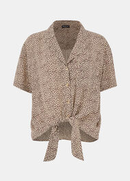 Dashed Leopard Tie Front Top