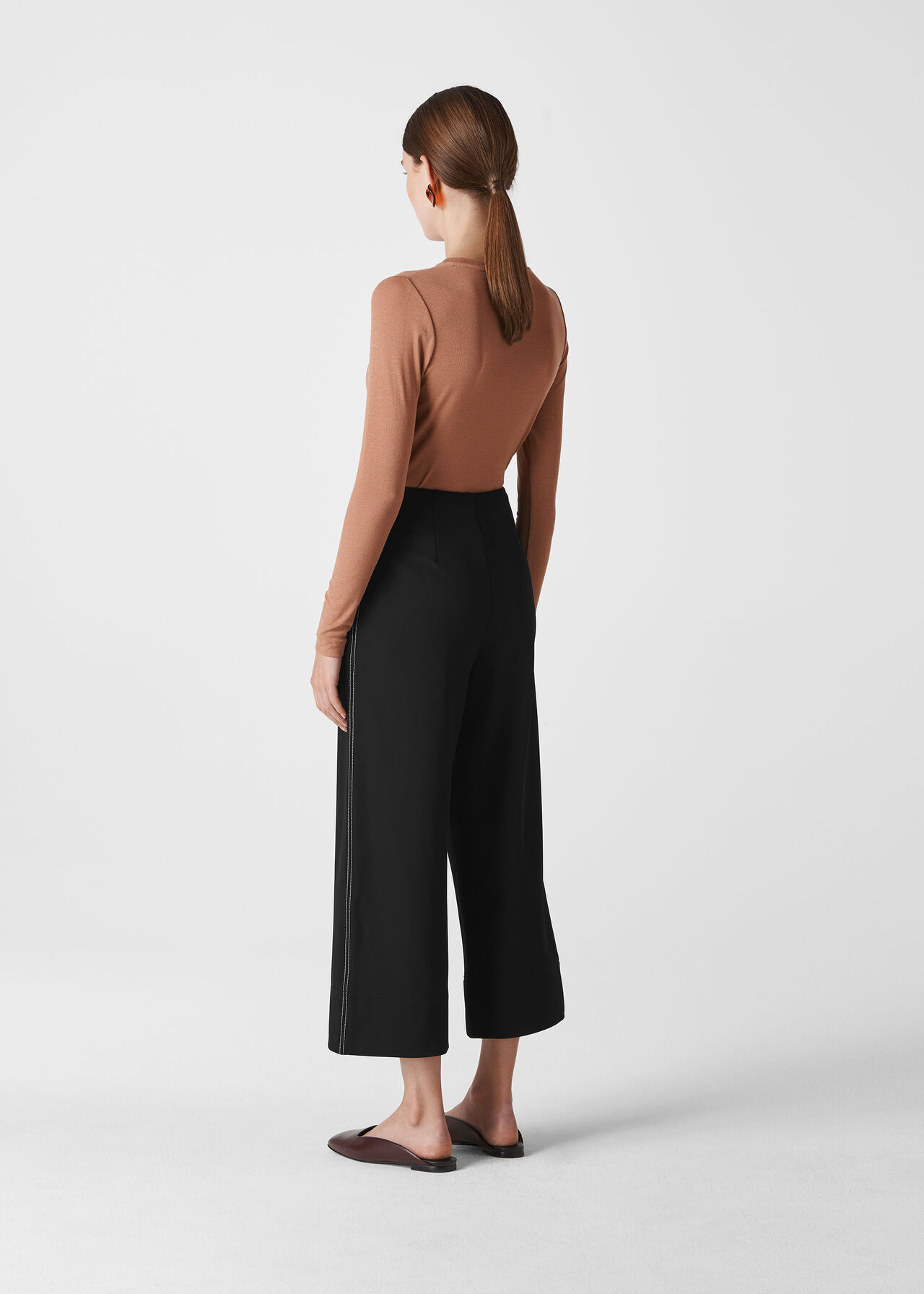 Contrast Stitch Wide Trouser Black