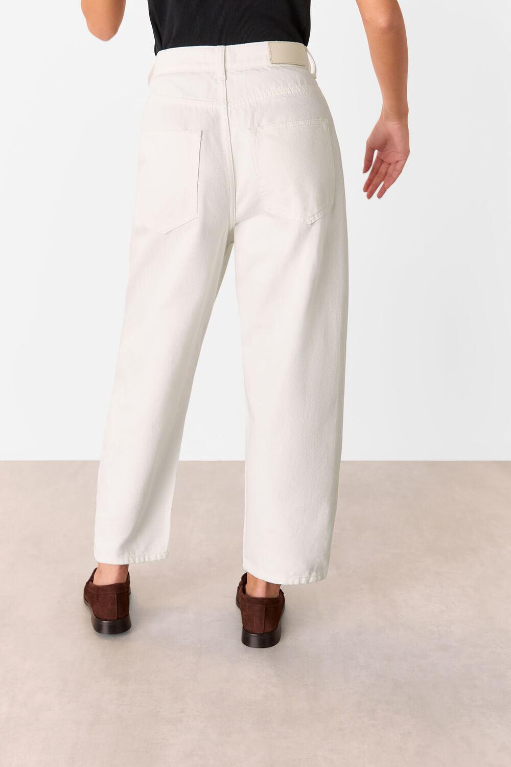 White Petite Authentic Barrel Leg Jean