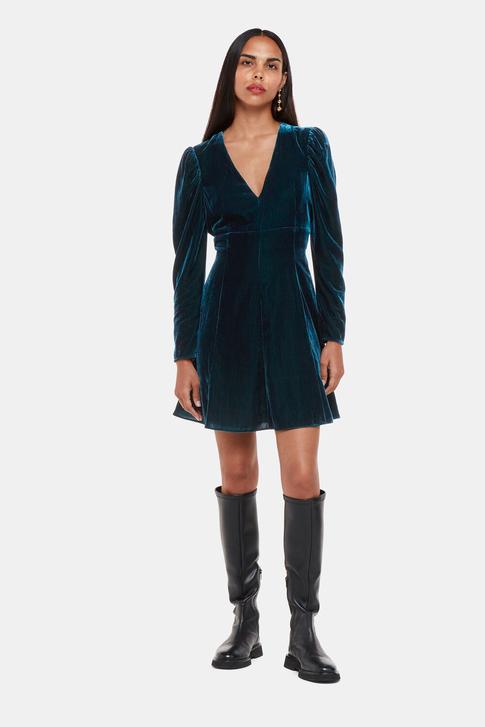 Teal Charley Velvet Flippy Dress