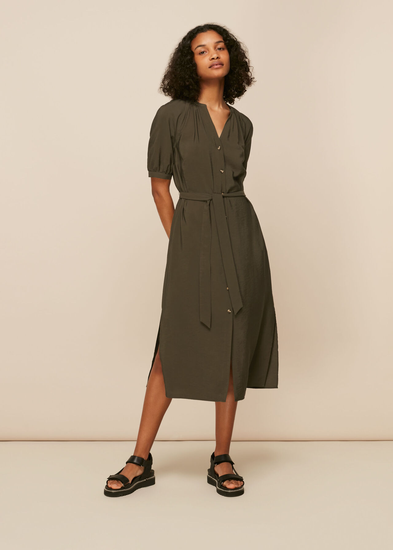 Olivia Button Midi Dress