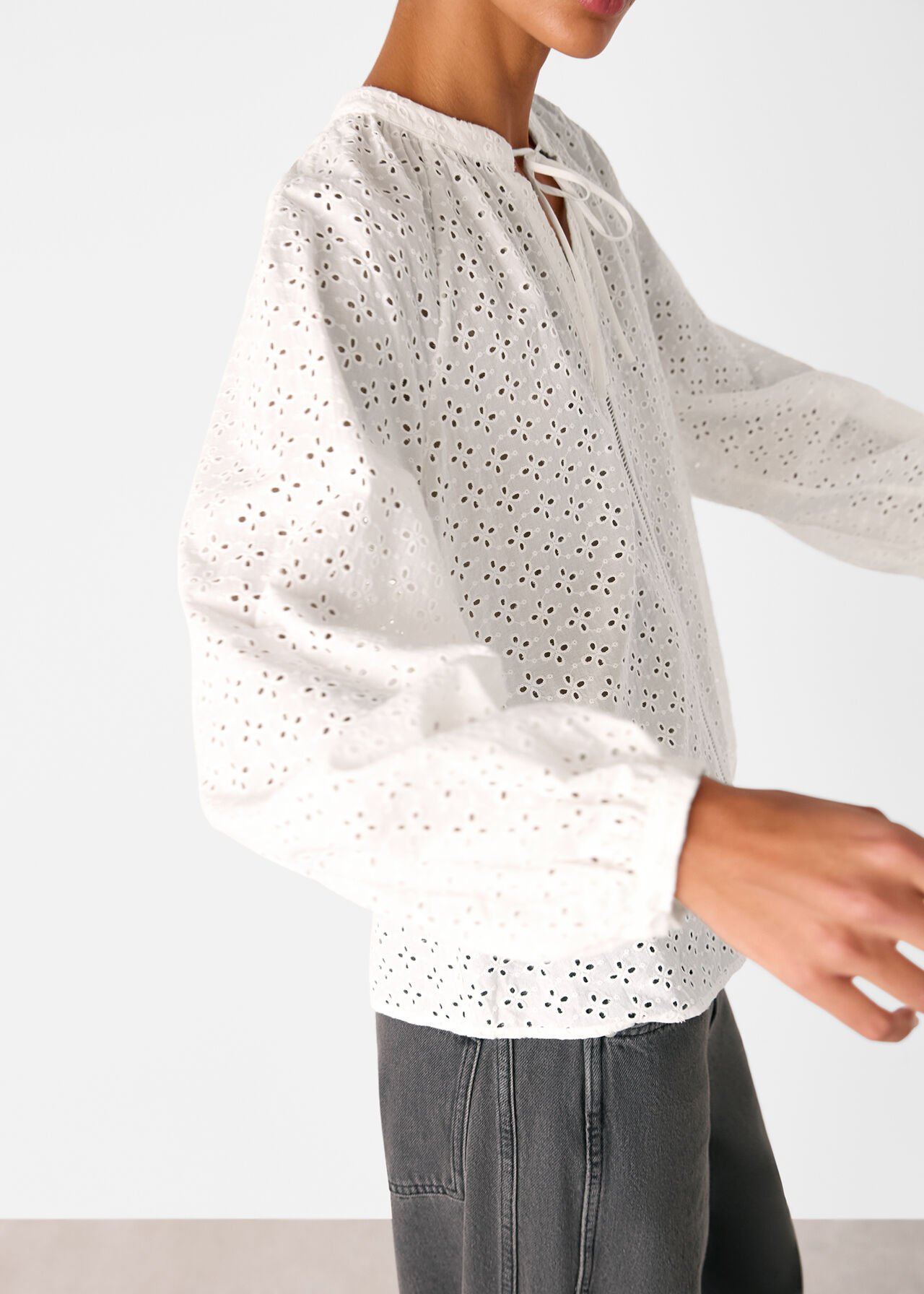 Broderie V Neck Blouse