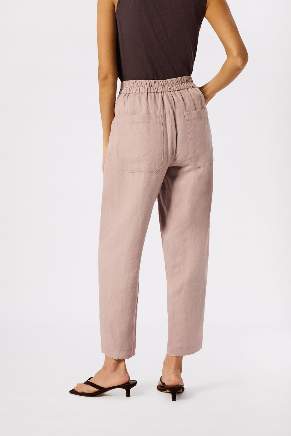 Dusty Pink Linen Barrel Leg Trouser