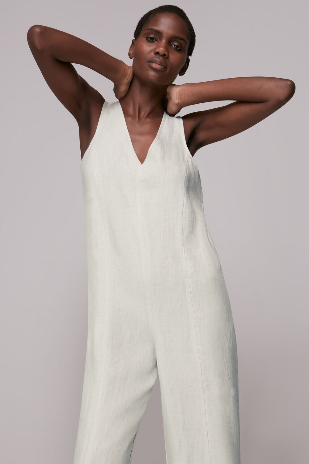 Linen V Neck Jumpsuit