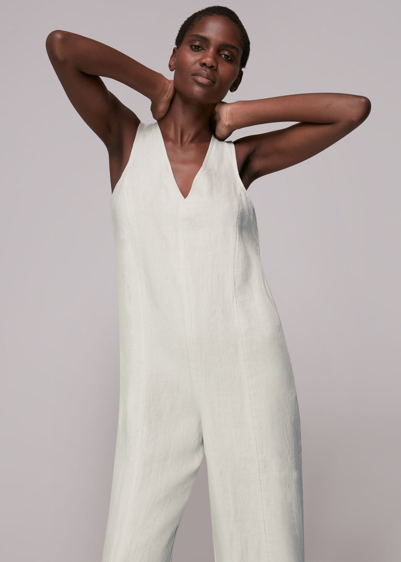 Linen V Neck Jumpsuit