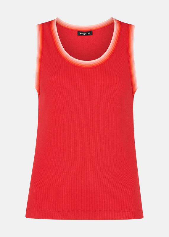 Red Stripe Detail Vest