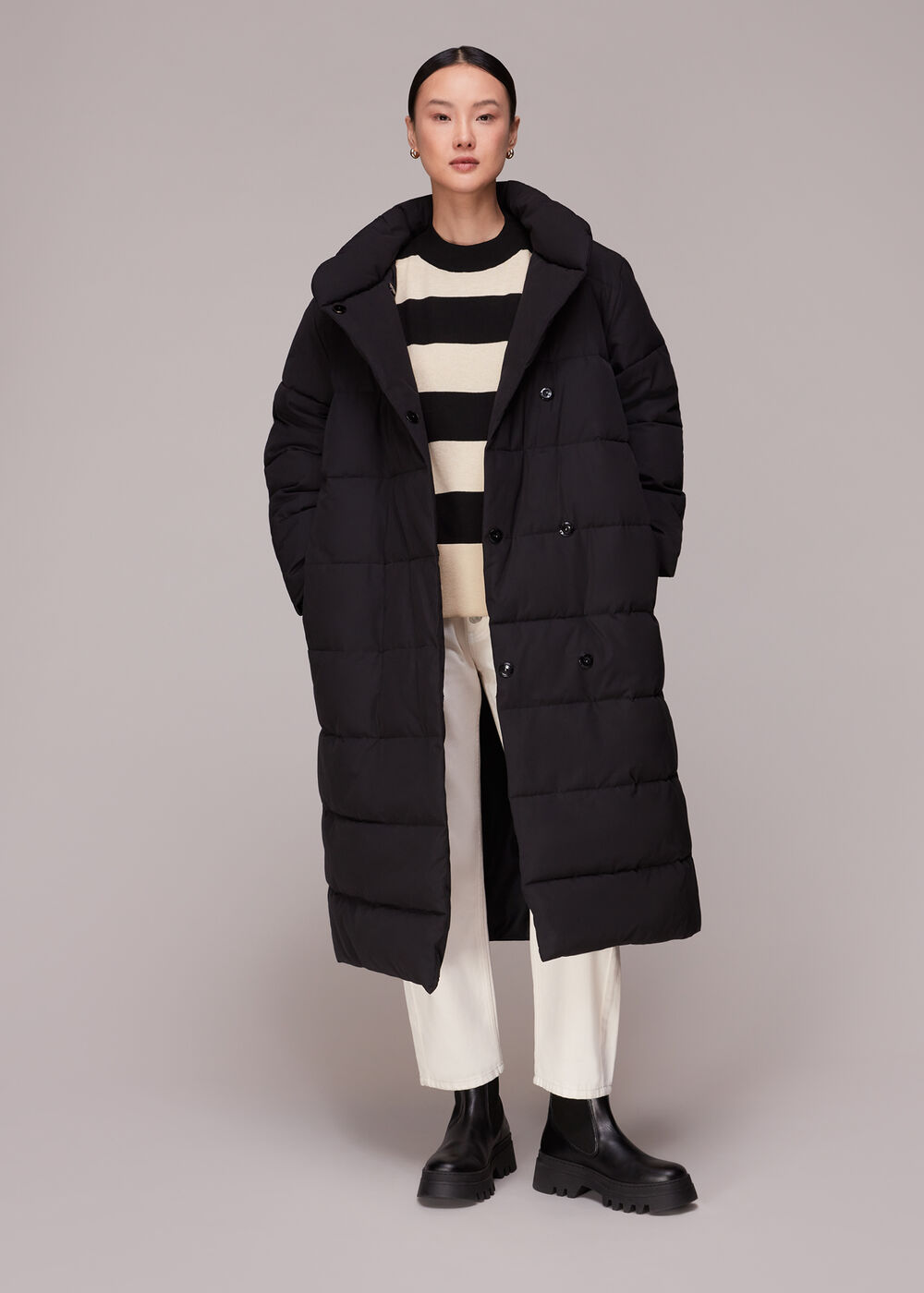 Stripe High Neck Sweater