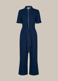 Tie Waist Denim Jumpsuit
