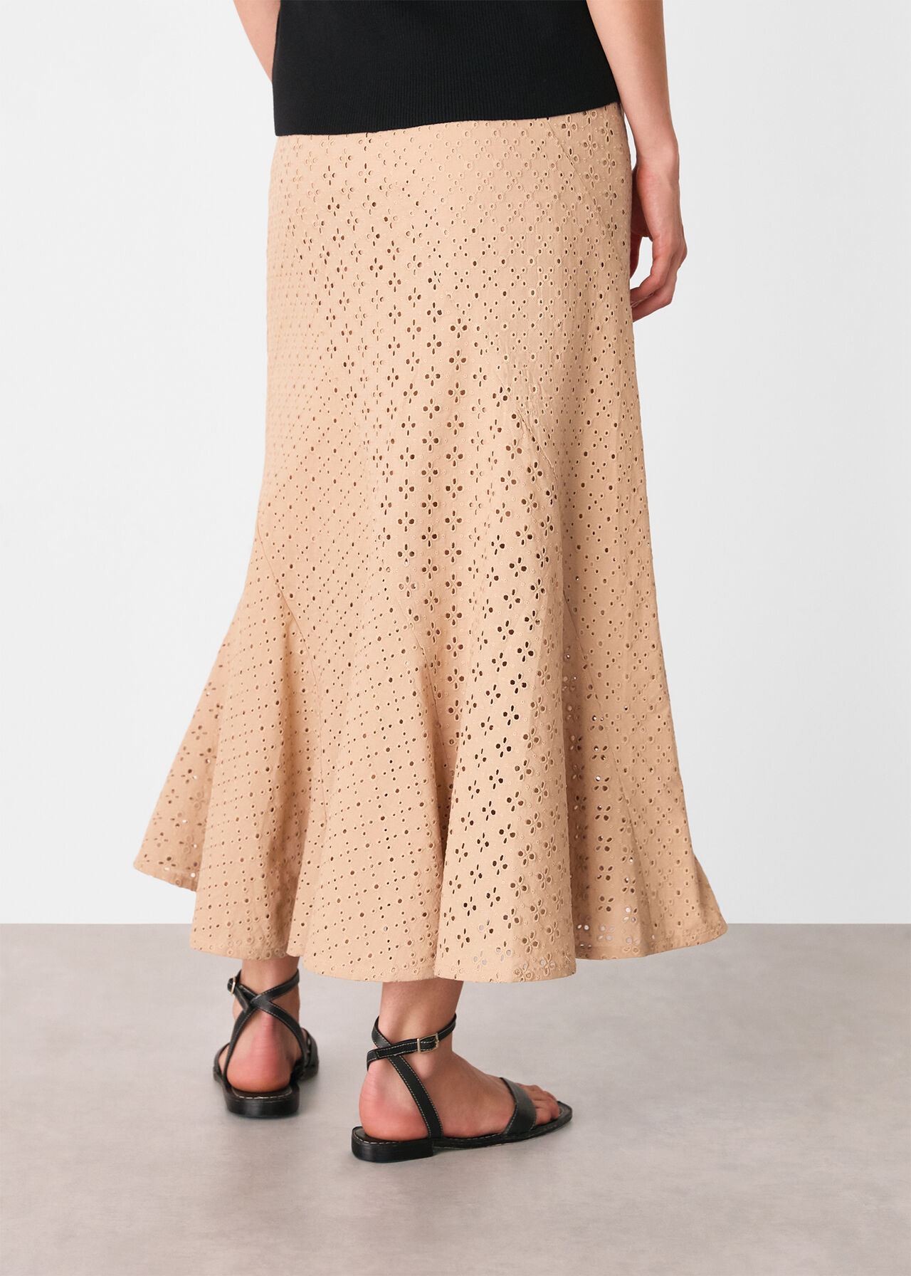 Cotton Broderie Midi Skirt