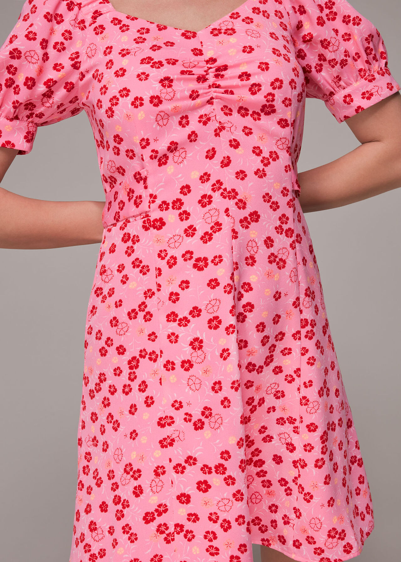 Cherry Floral Tie Waist Dress