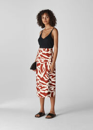 Graphic Zebra Linen Skirt Multicolour