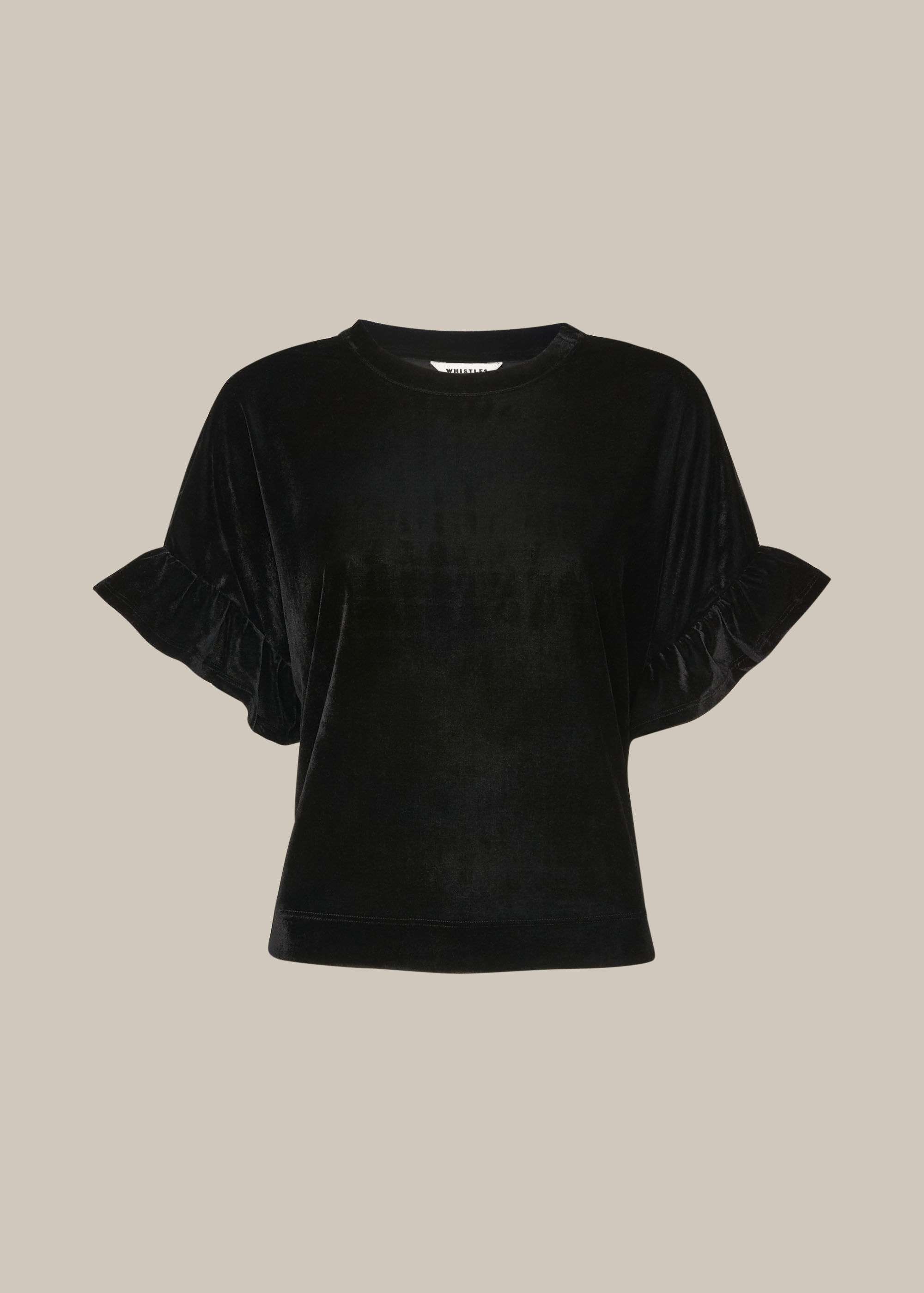 Black Velvet Frill T-Shirt | WHISTLES 