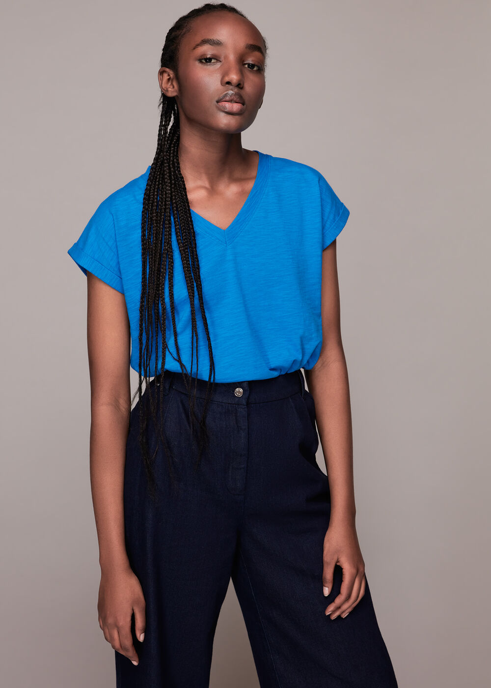 Willa V Neck Cap Sleeve Tee