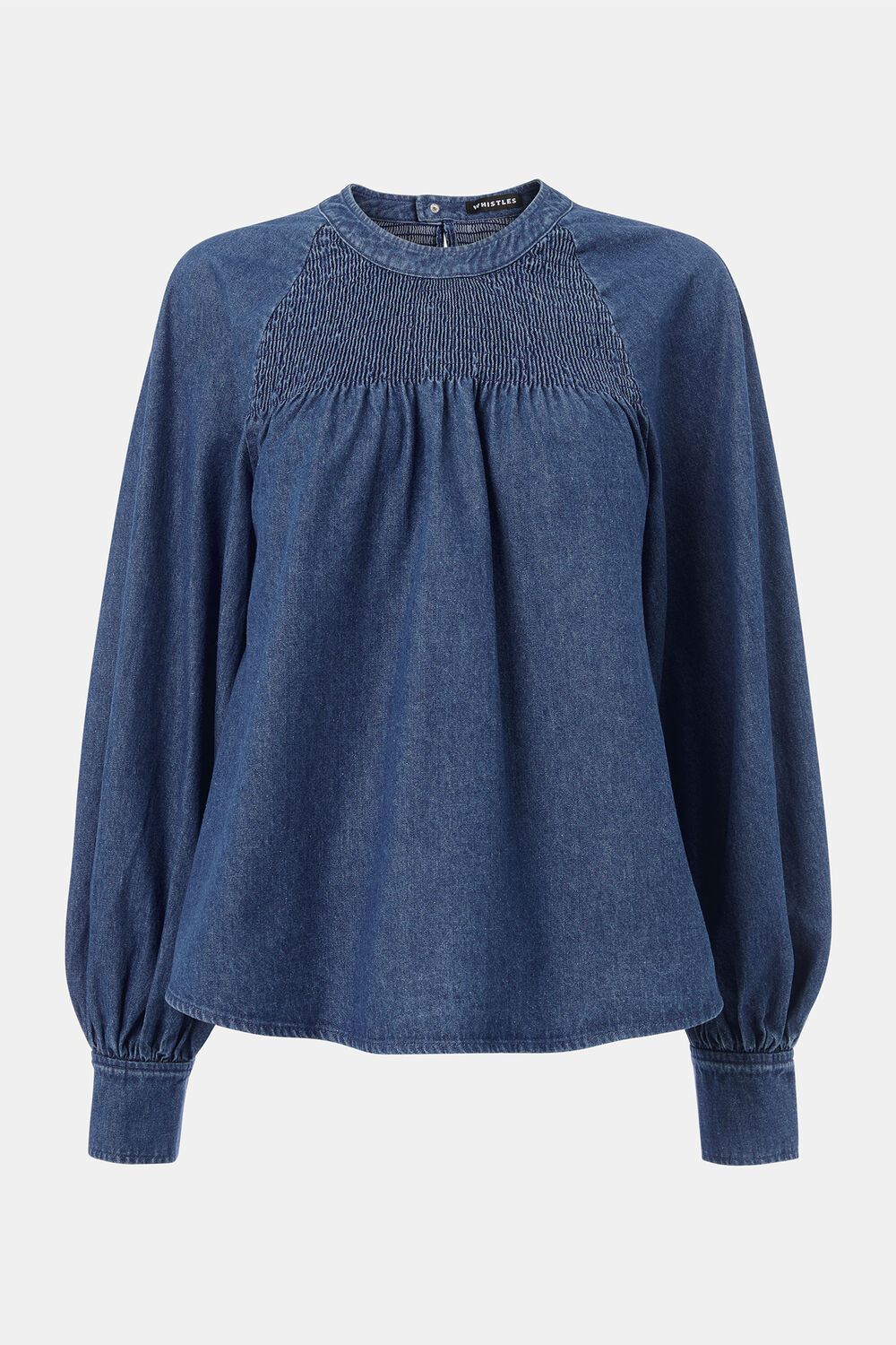 Smocked Denim Blouse