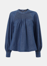 Smocked Denim Blouse