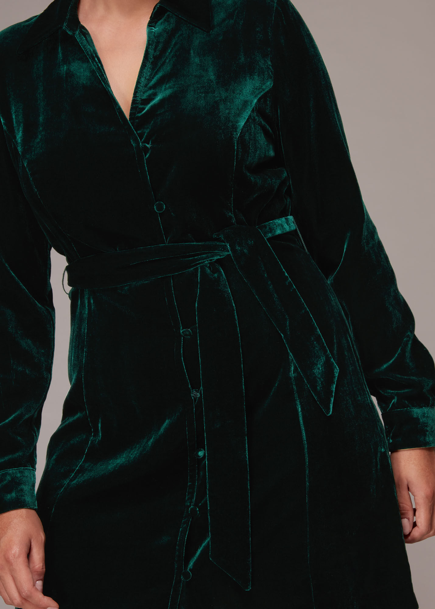 Dark Green Velvet Wrap Mini Dress WHISTLES