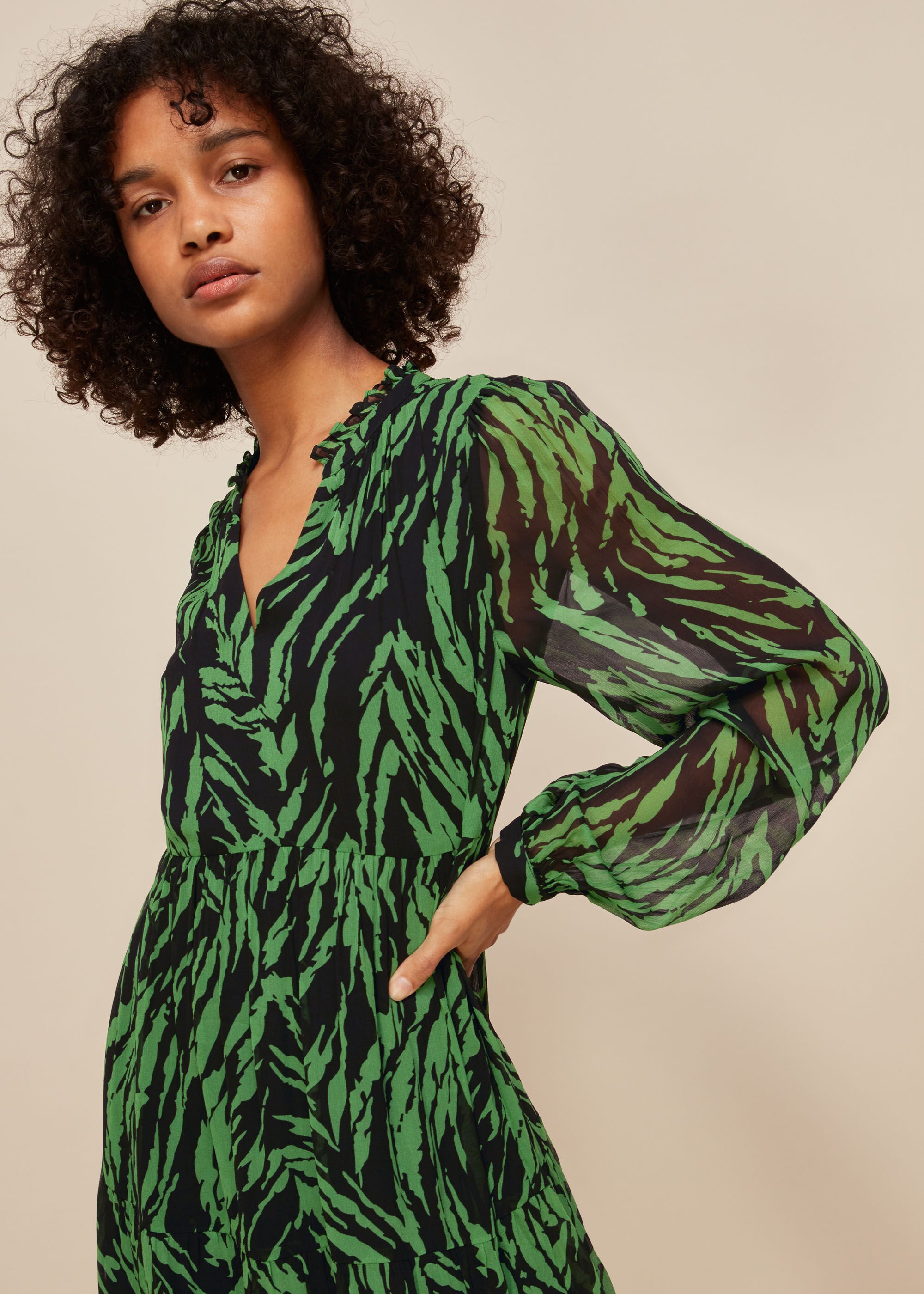 Green and black striped dress hotsell