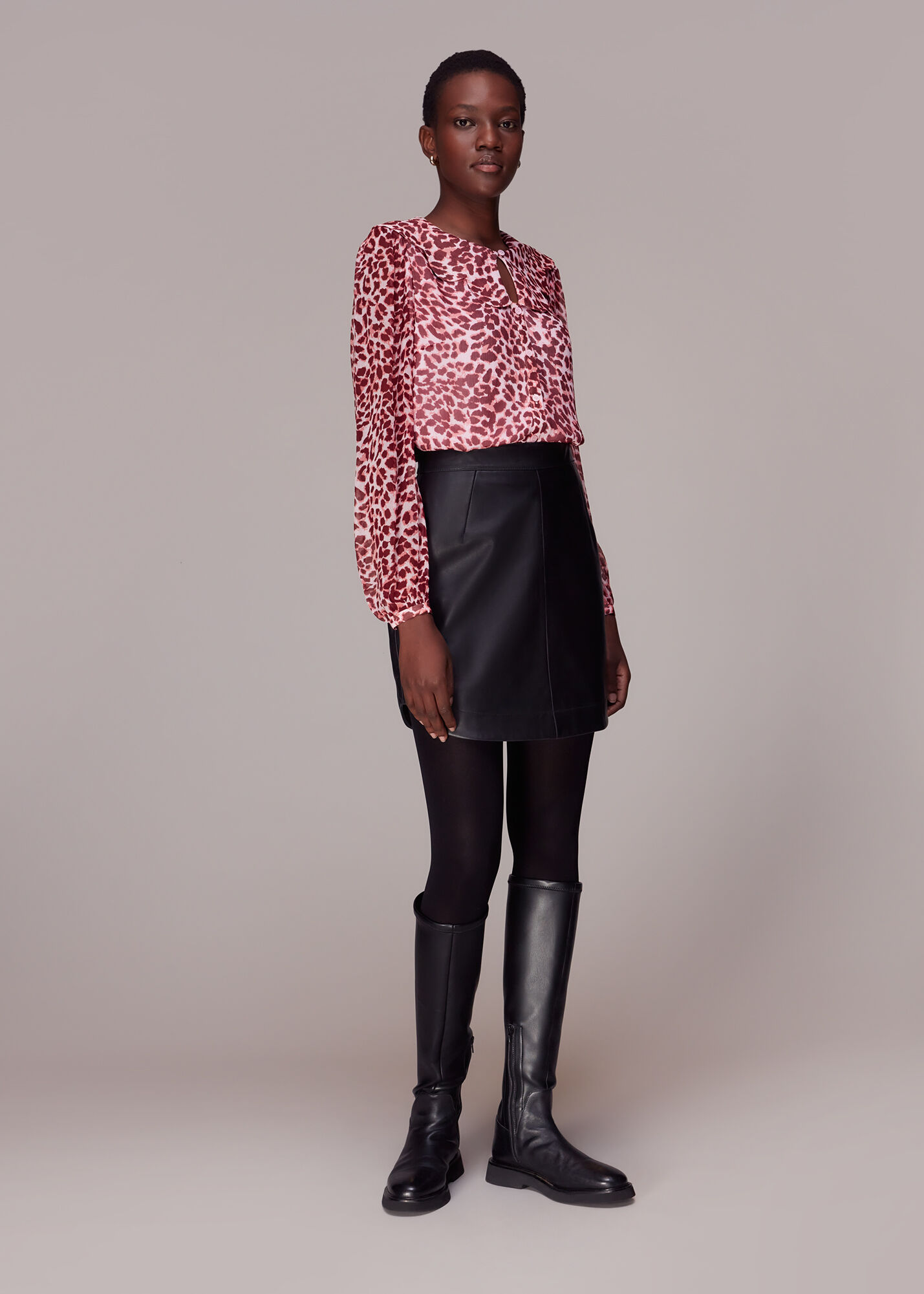 Cheetah best sale leather skirt