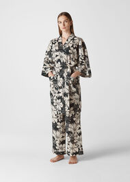 Birds Of Paradise Kimono Gown Black and White