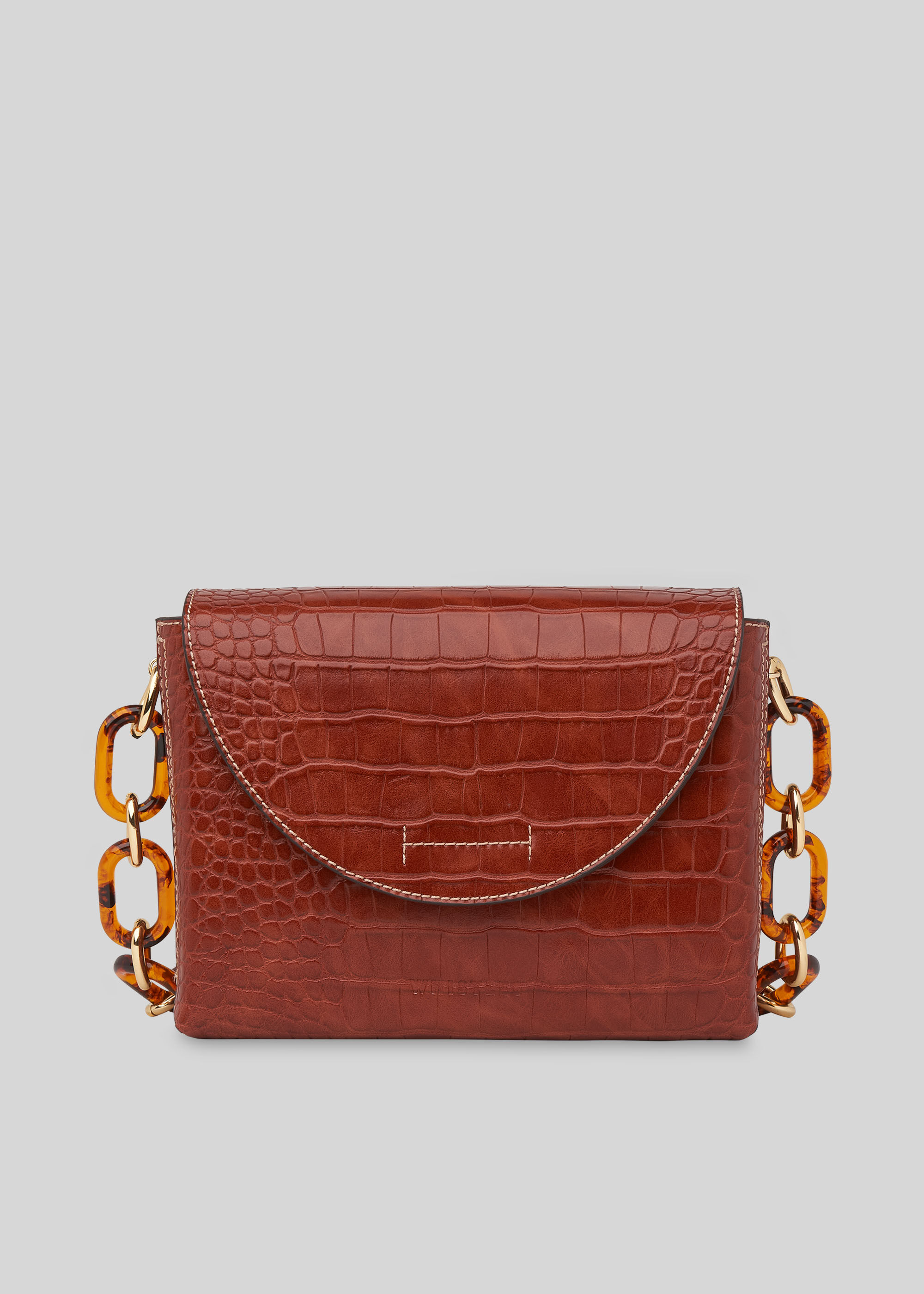 Burgundy Rima Croc Chain Bag