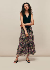 Batik Print Silk Mix Skirt Multicolour