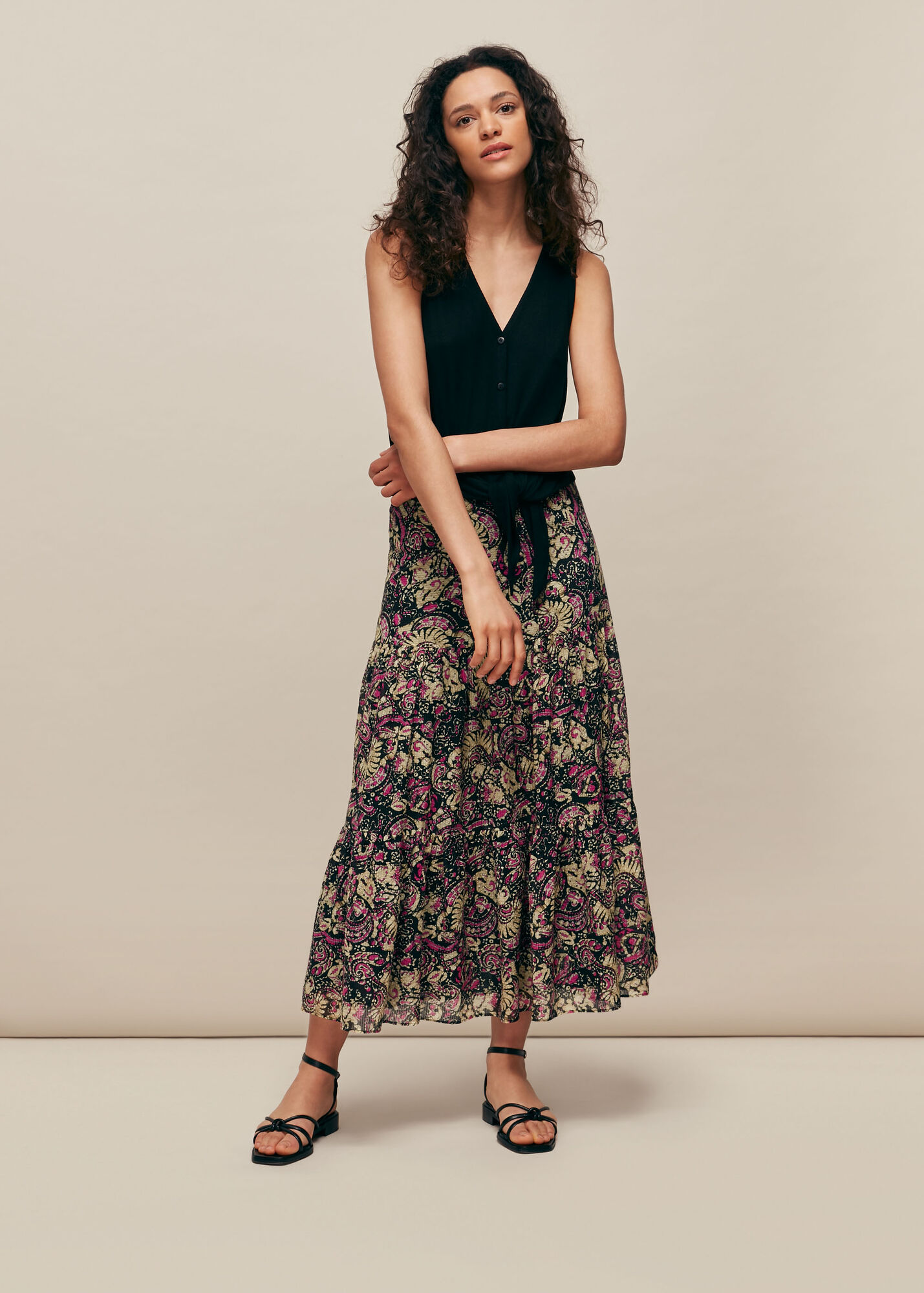 Batik Print Silk Mix Skirt