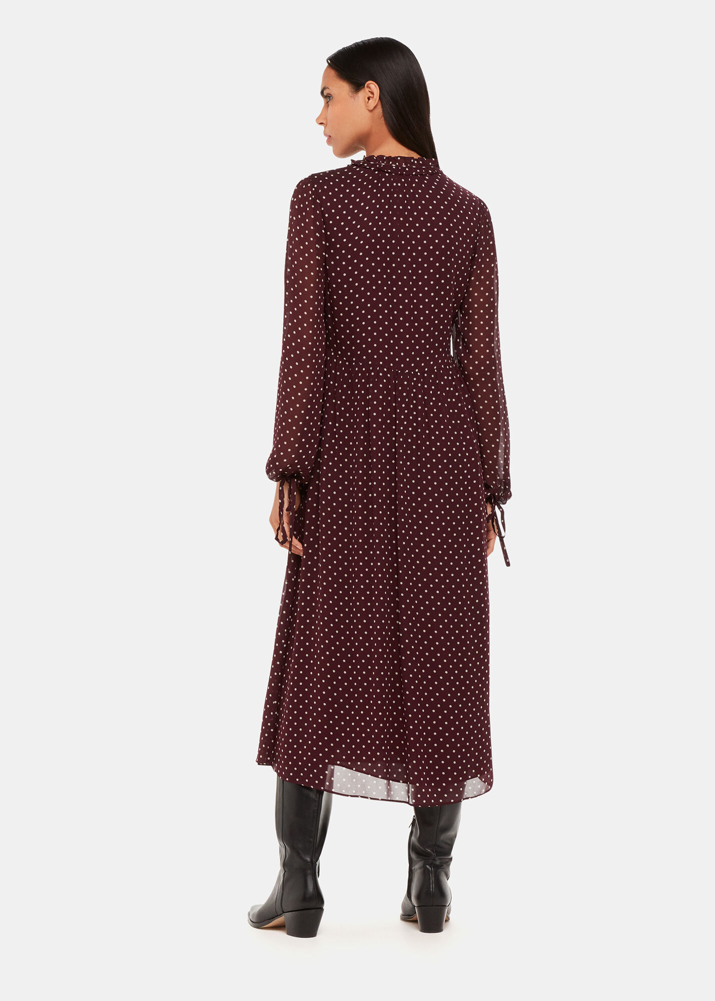 Whistles burgundy spot dress discount