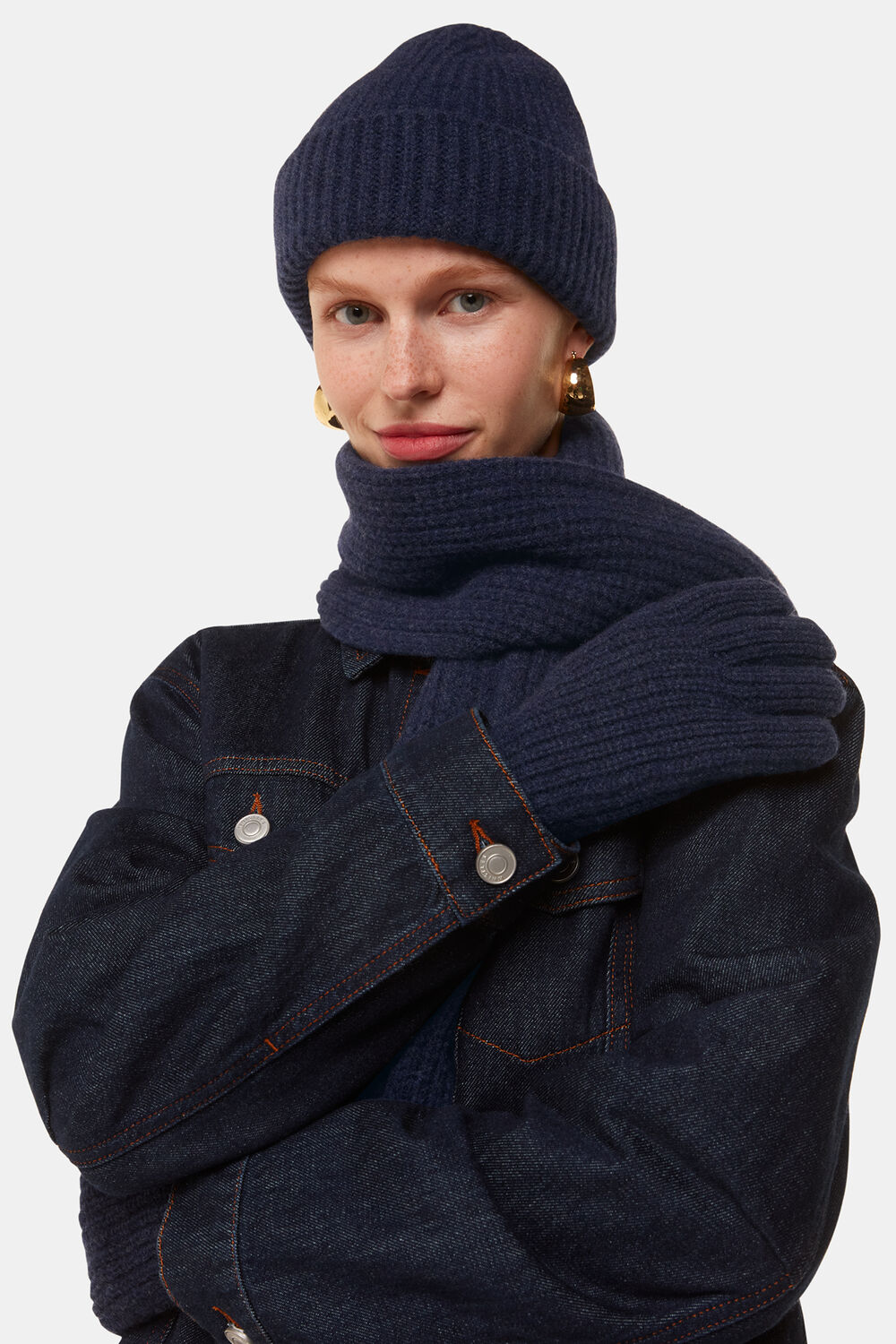 Navy Lambswool Scarf