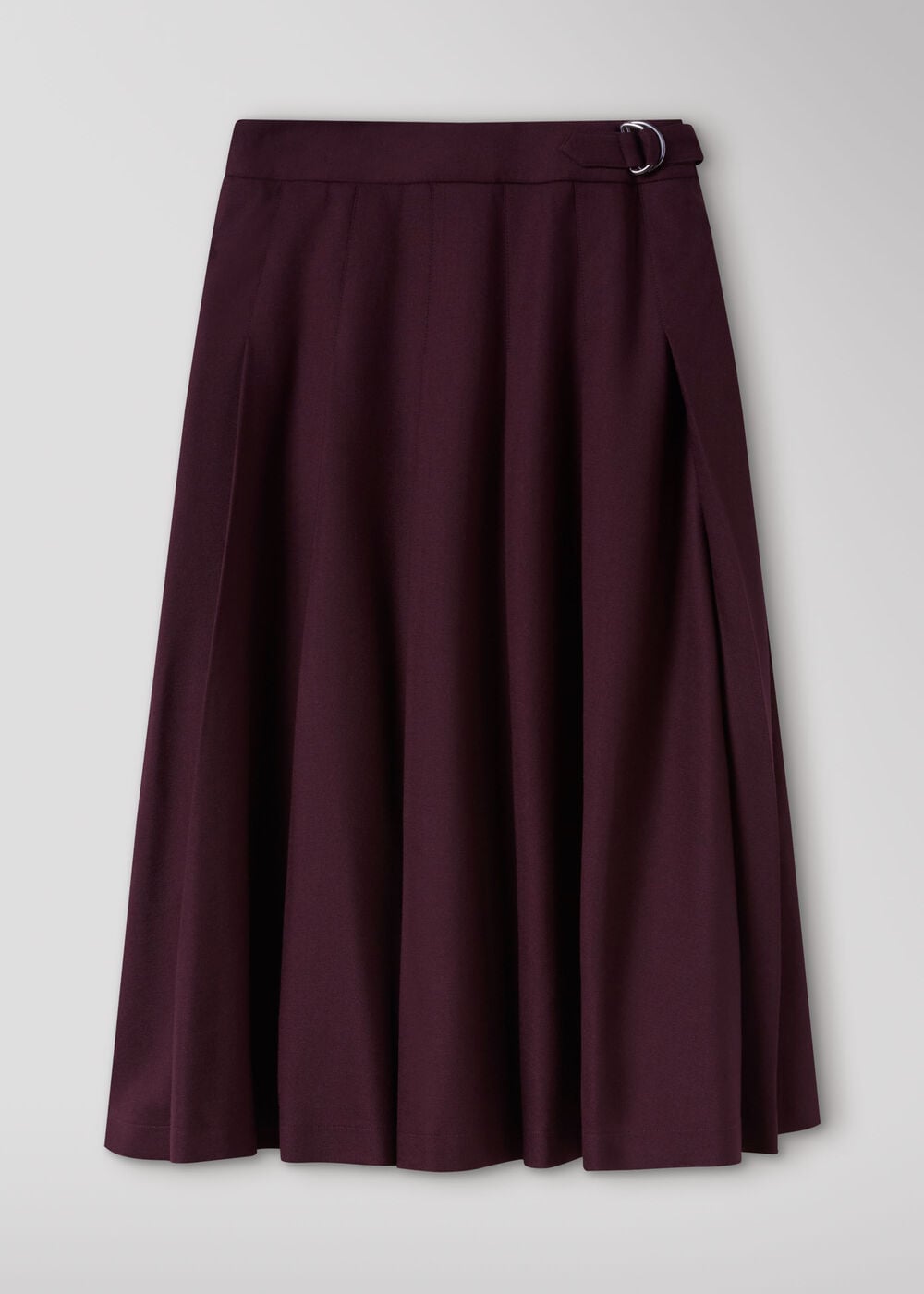 Wool Blend Pleated Kilt Skirt