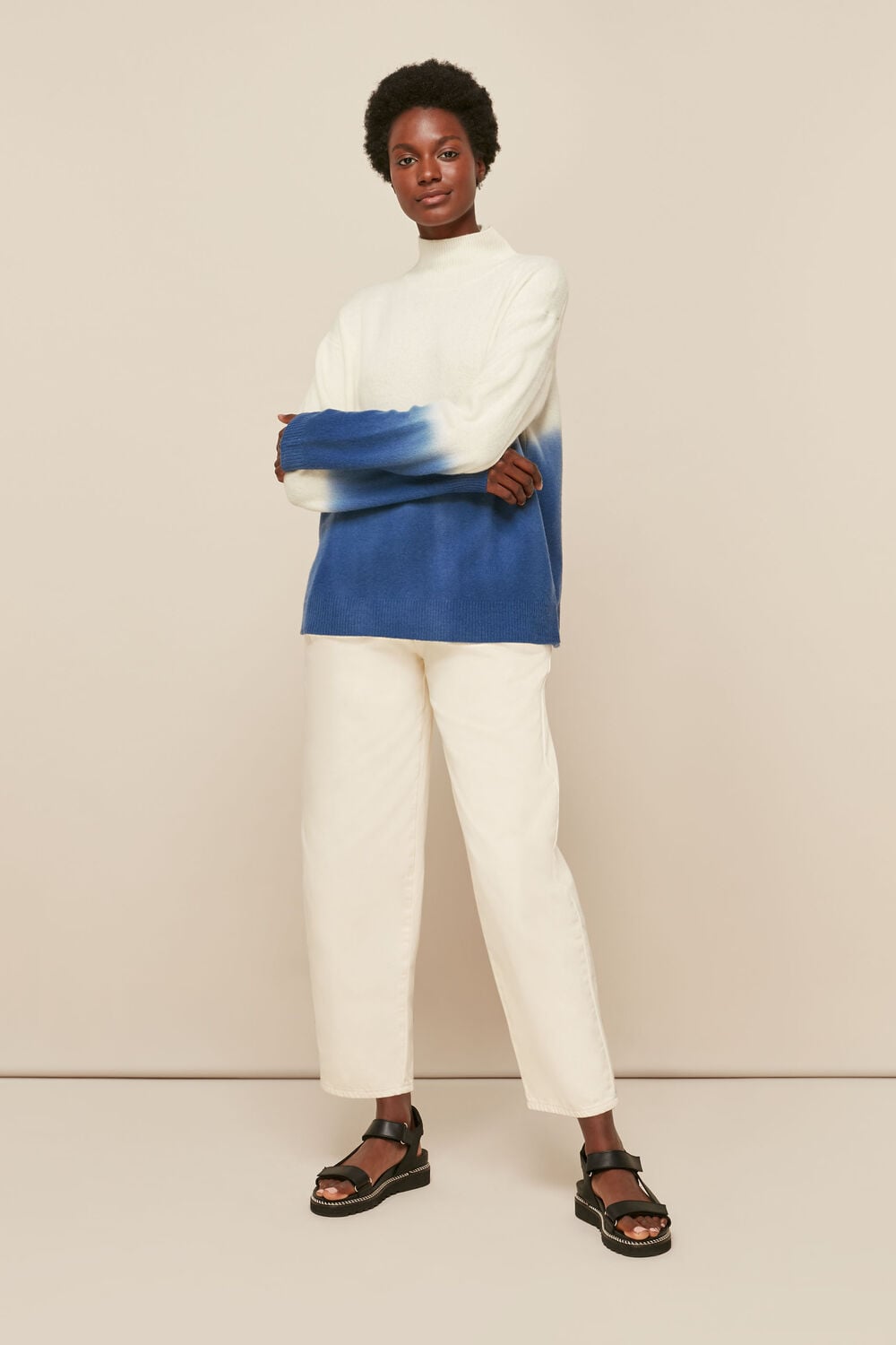 Dip Dyed Funnel Neck
