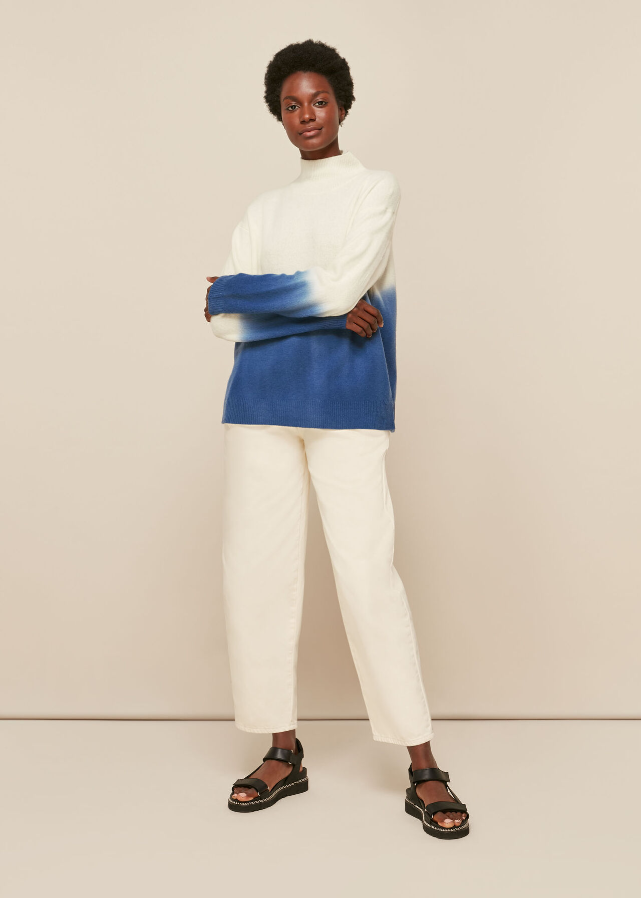 Dip Dyed Funnel Neck