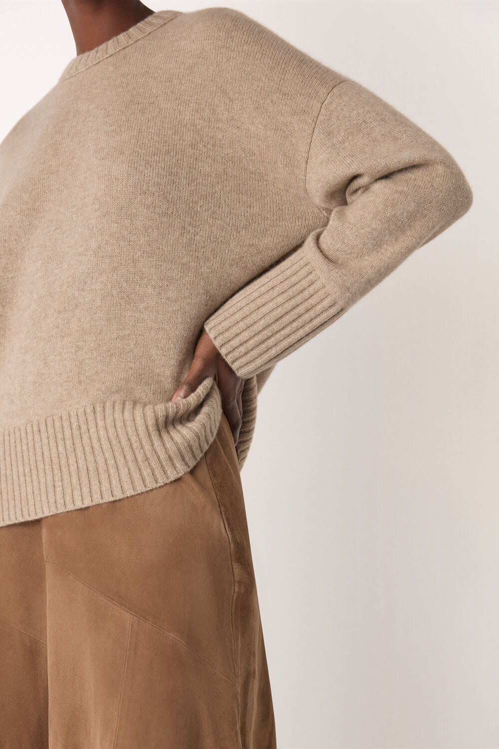Neutral Heavy Cashmere Crew Neck Knit