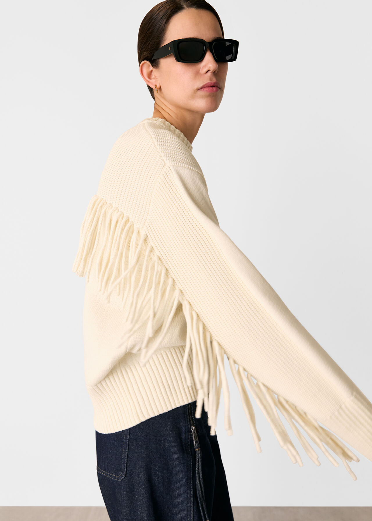 Fringed Rib Detail Sweater