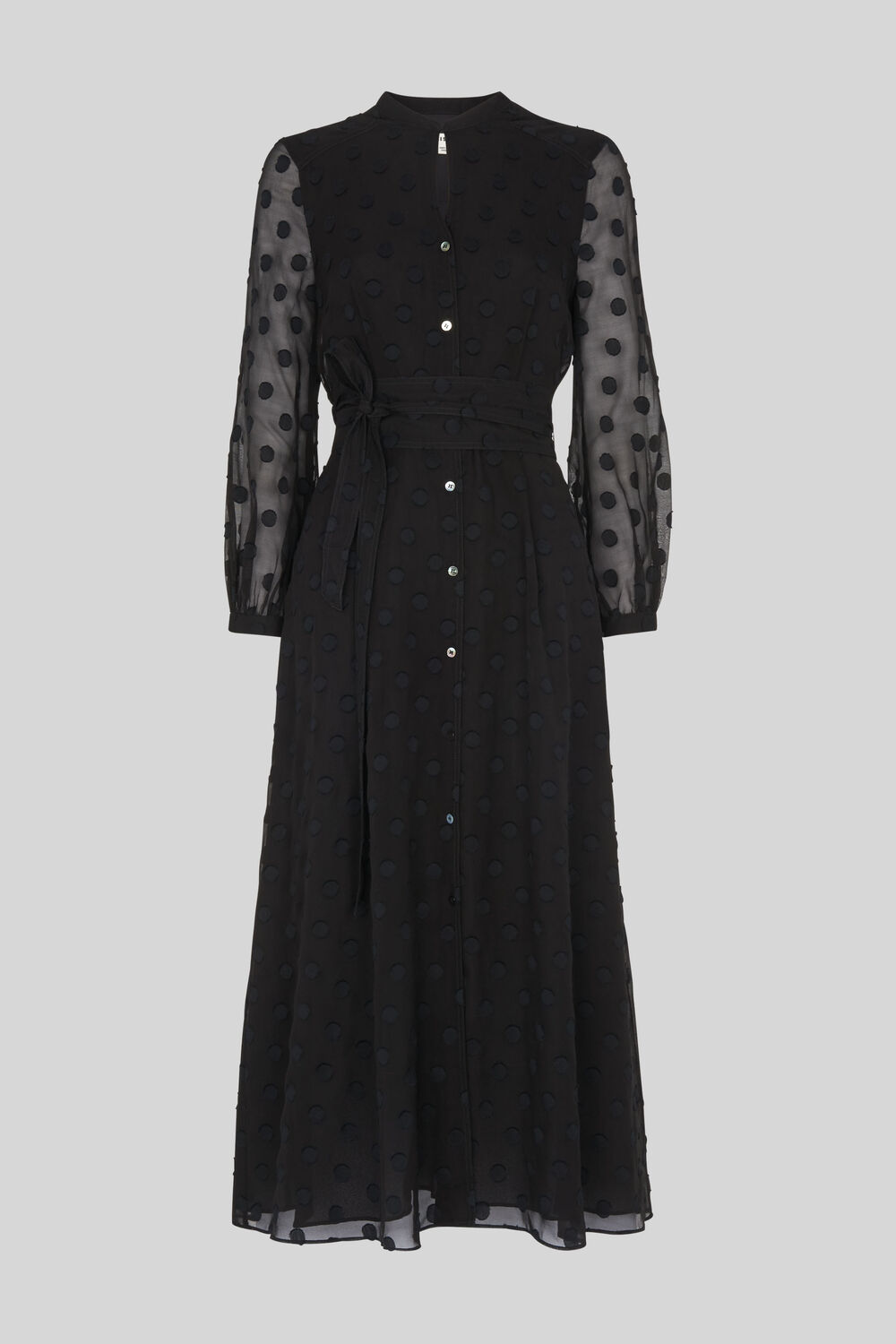 Dobby Tie Waist Midi Dress