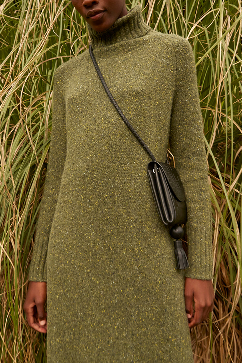 Flecked Wool Knit Midi Dress