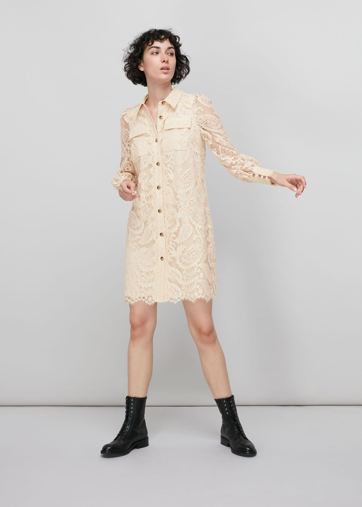 Neutral Lace Shirt Dress WHISTLES Whistles UK — free download