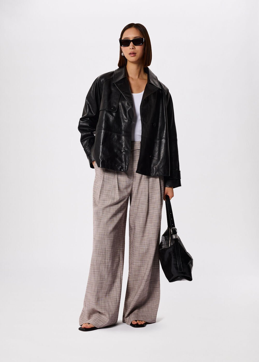 Short Leather Trench