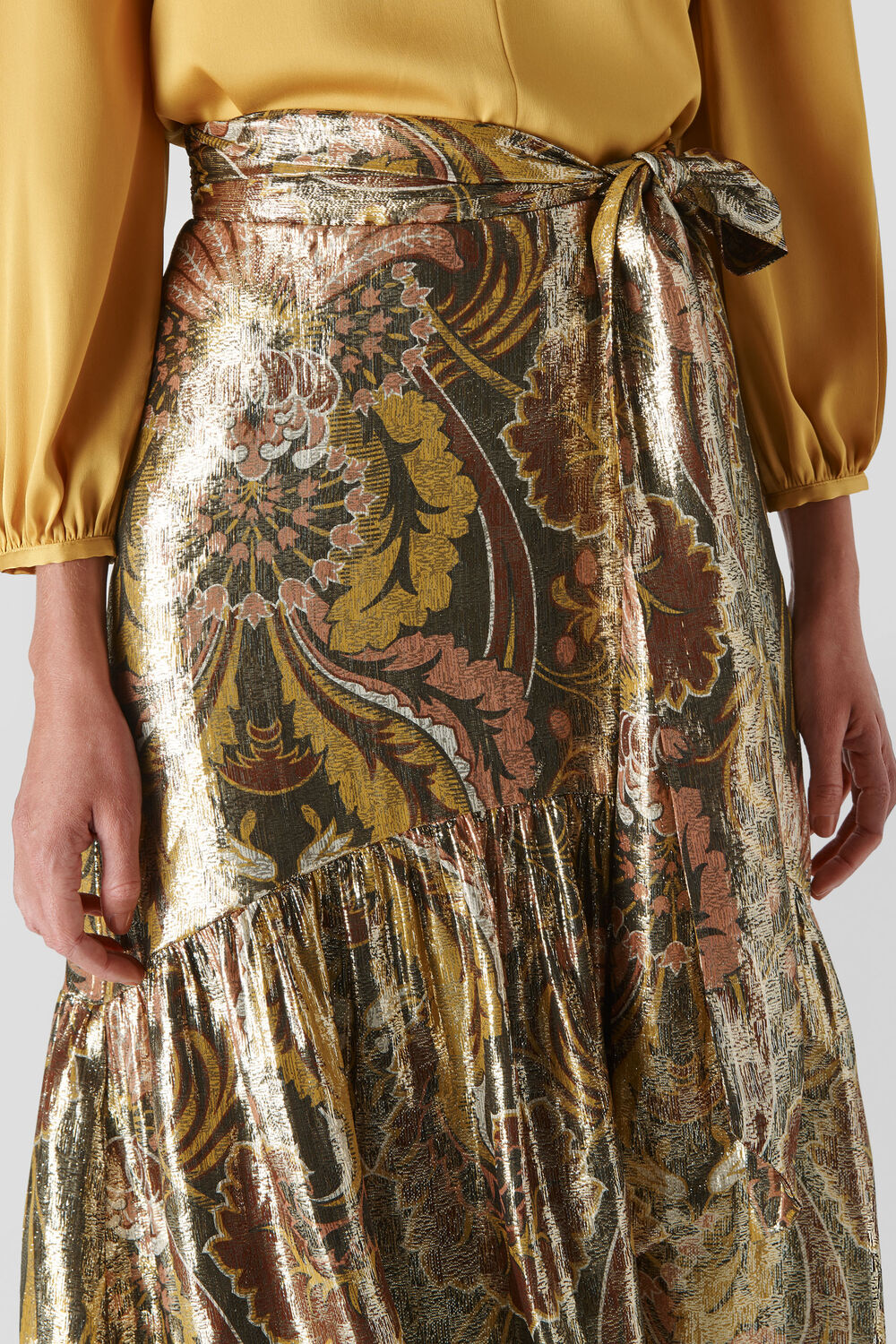 Paisley Metallic Skirt Multicolour