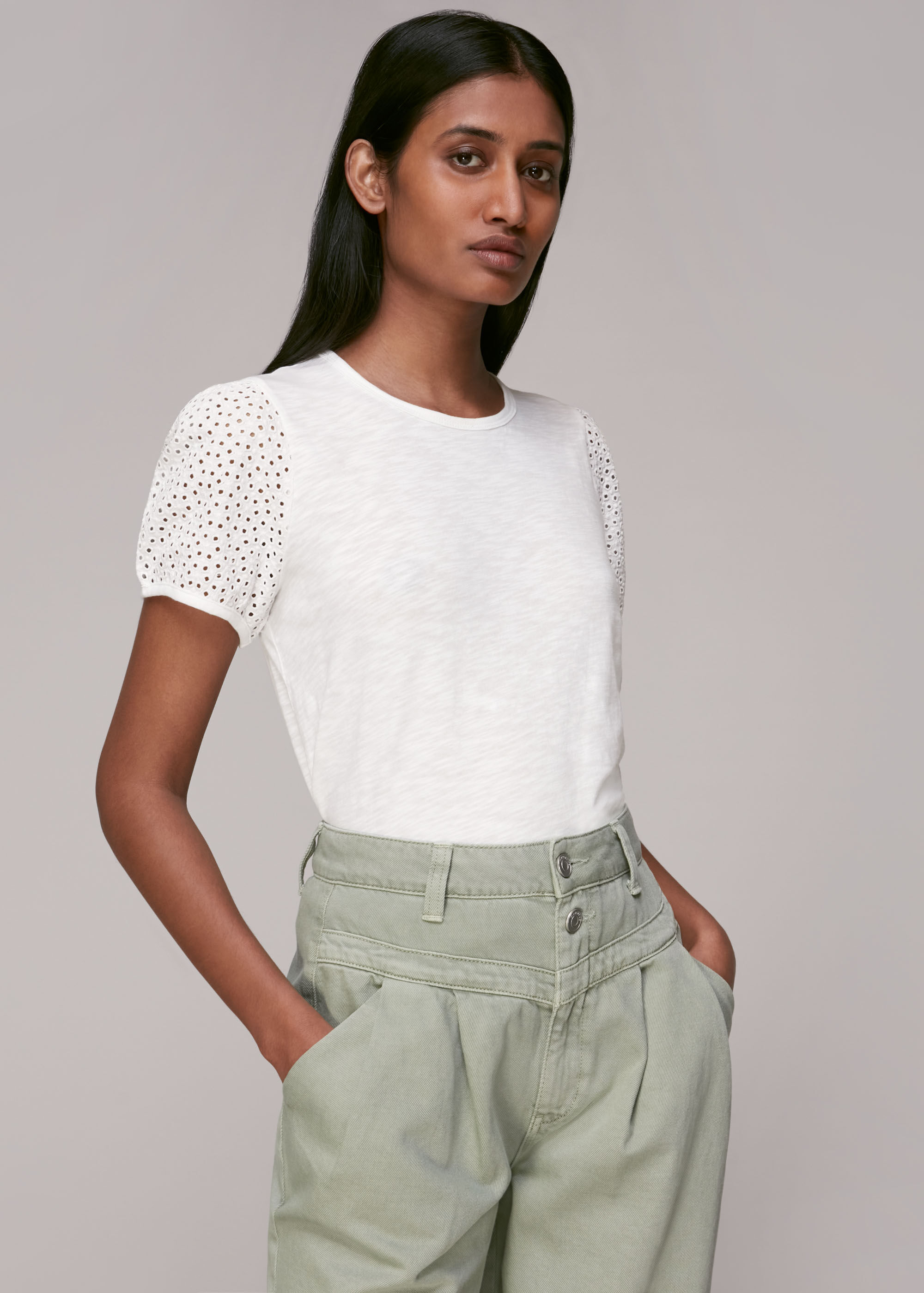broderie white top