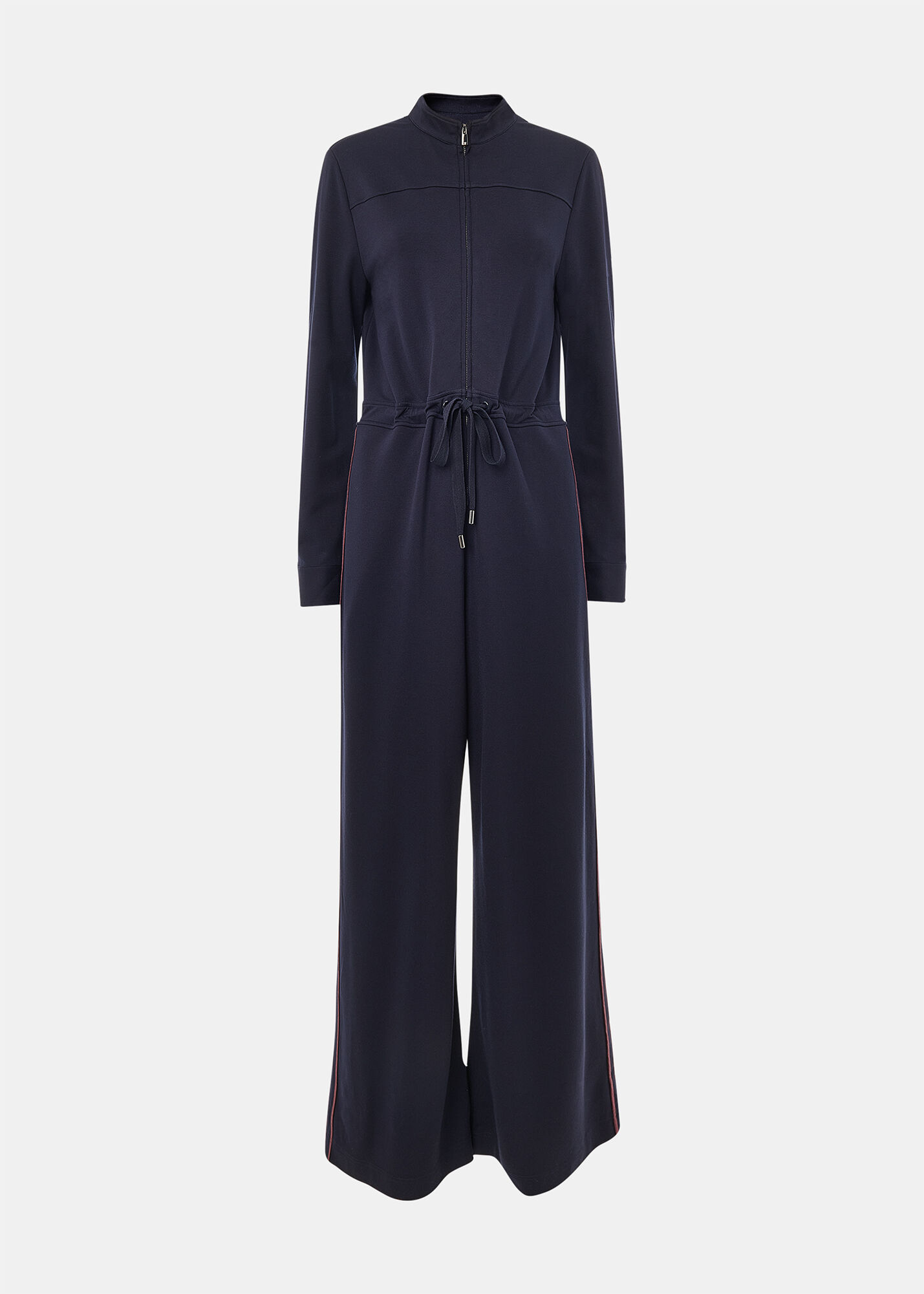 Navy/Multi Ponte Side Stripe Jumpsuit | WHISTLES | Whistles US |
