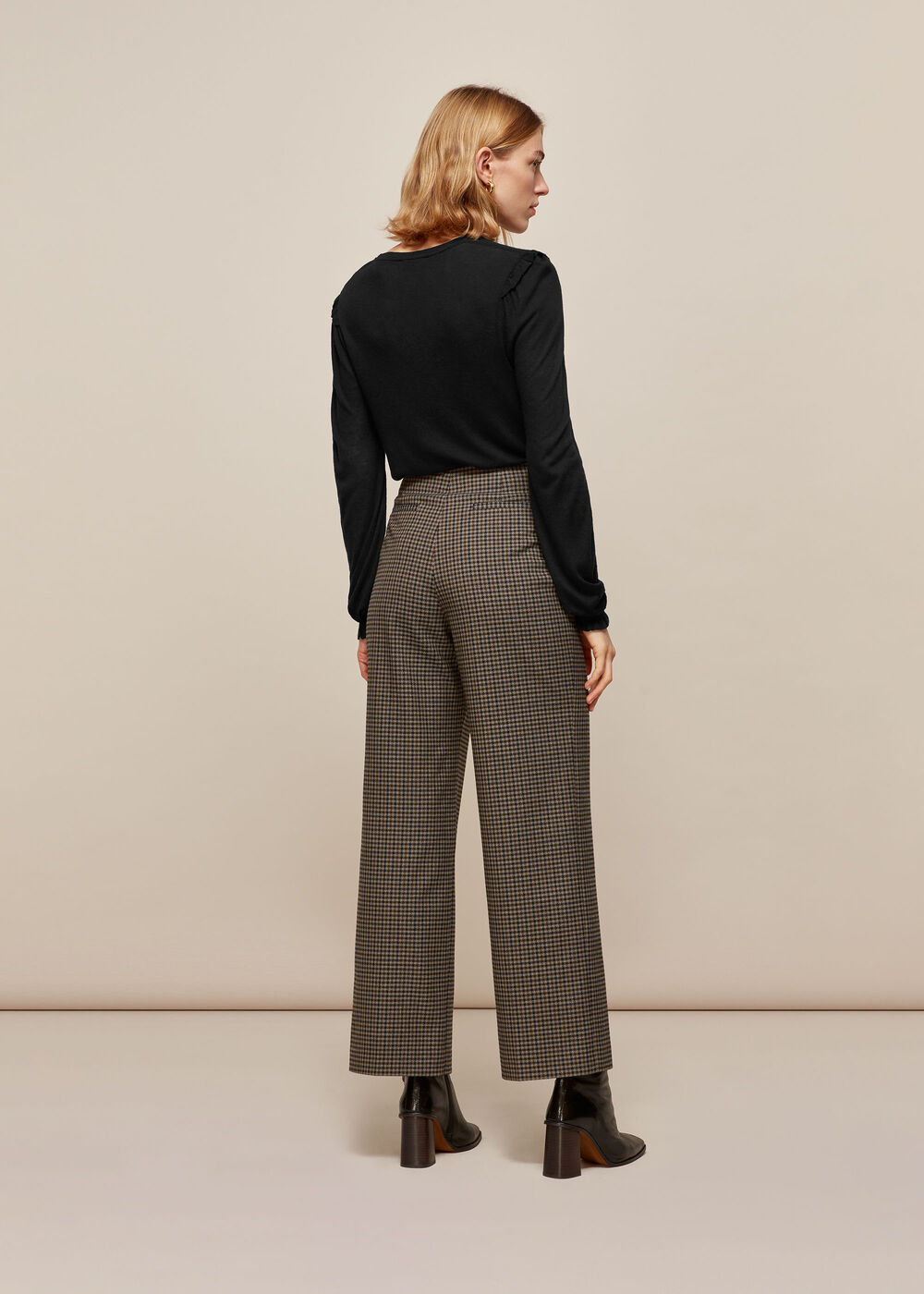 Wool Frill Cuff Top Black