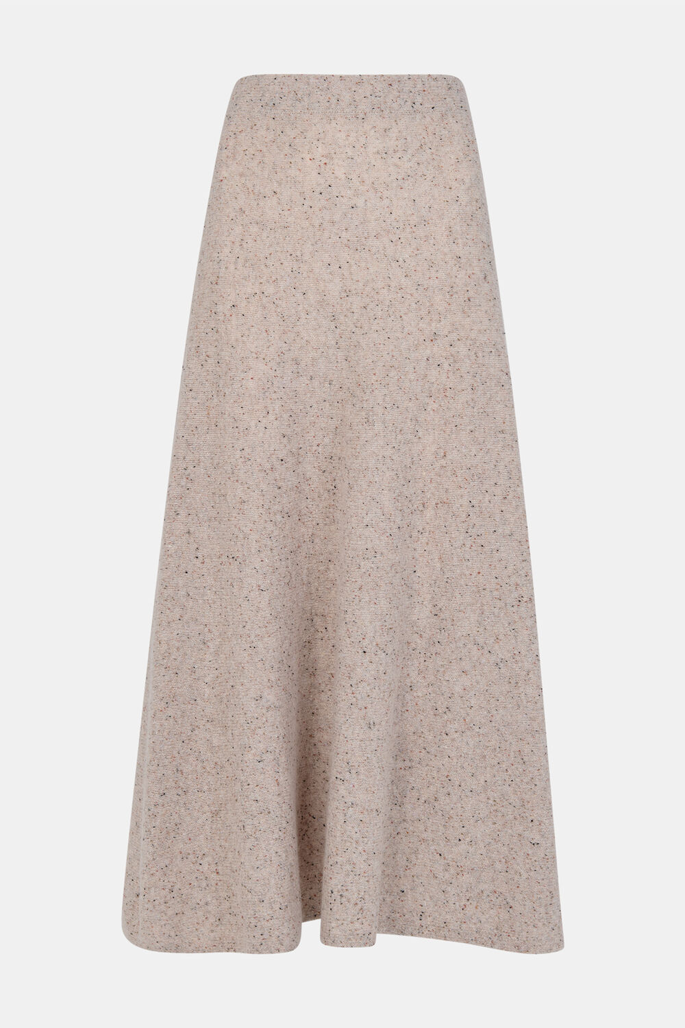 Neutral Wool Textured Midi Skirt