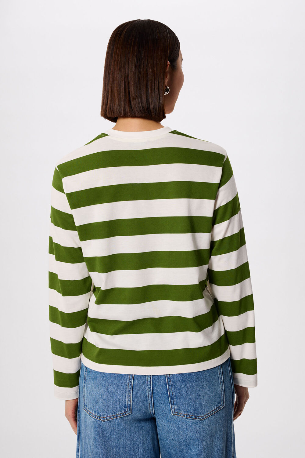 Green Relaxed Stripe Long Sleeve Tee