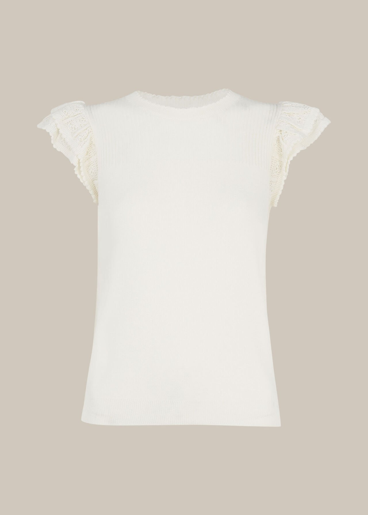 Ivory Pointelle Frill Sleeve Top | WHISTLES
