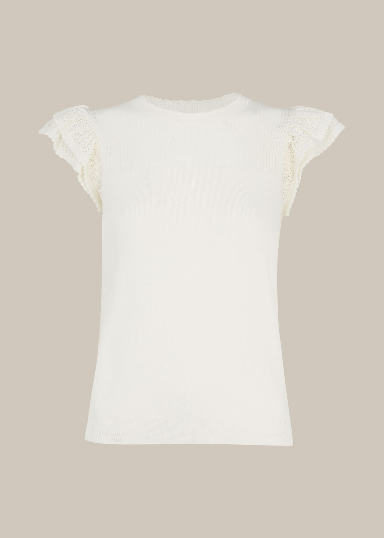 Pointelle Frill Sleeve Top