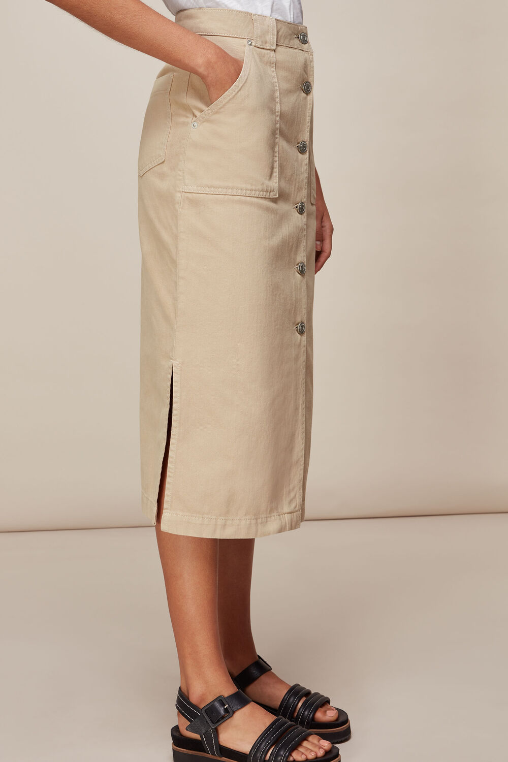 Utility Denim Skirt Stone