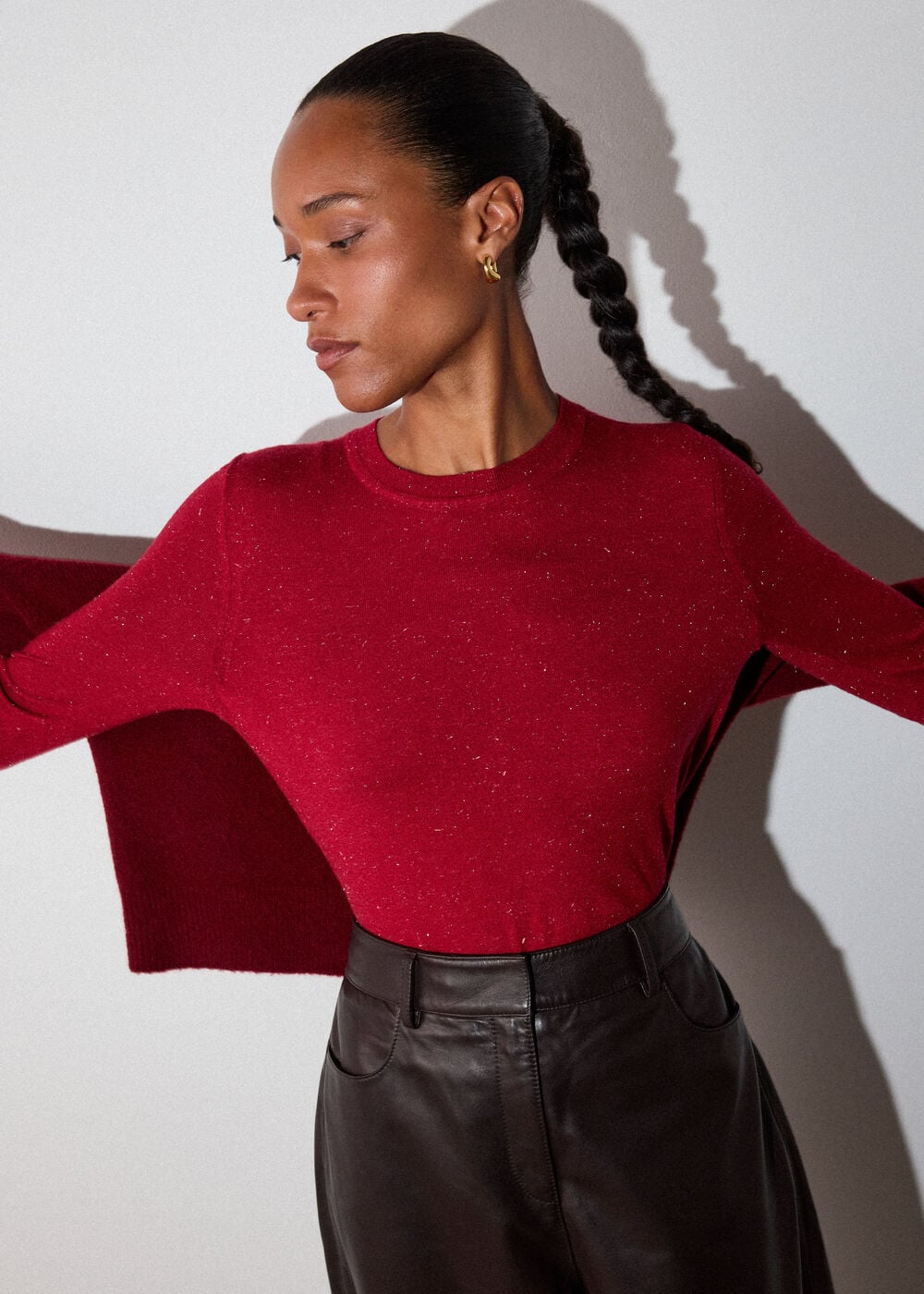 Dark Red Annie Sparkle Crew Neck